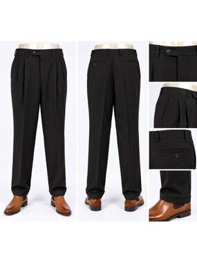 VTG Lauren Ralph Lauren Wool Dress Pants Mens 36x30 Dark Gray Cuffed Trousers